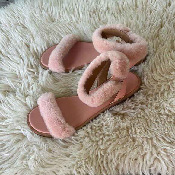 UGG Pink Fluffy Women's Sandals NWOT - Picture 6 of 11